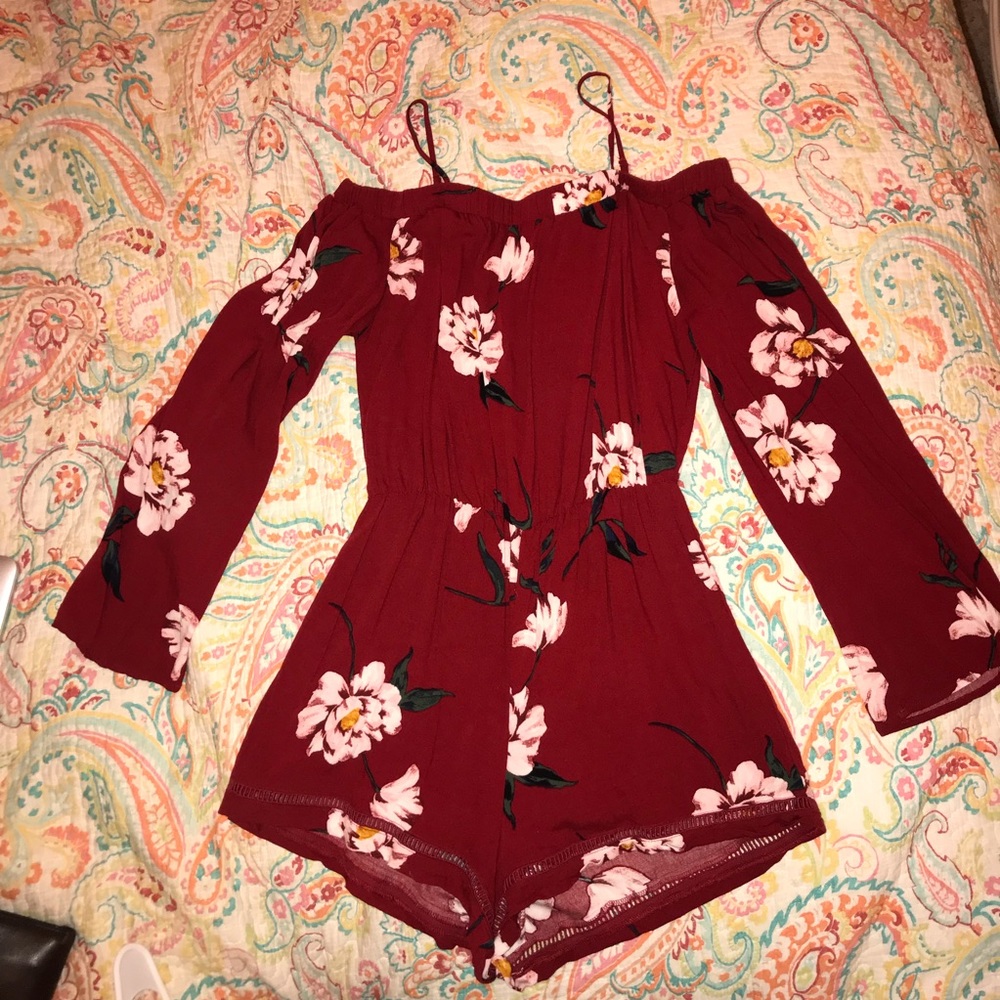 Off-the-Shoulder Red Romper